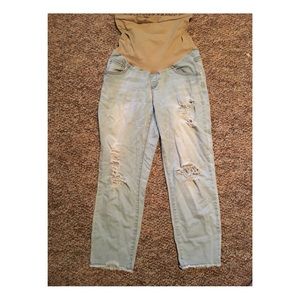 Distressed Maternity cropped blue jeans size M